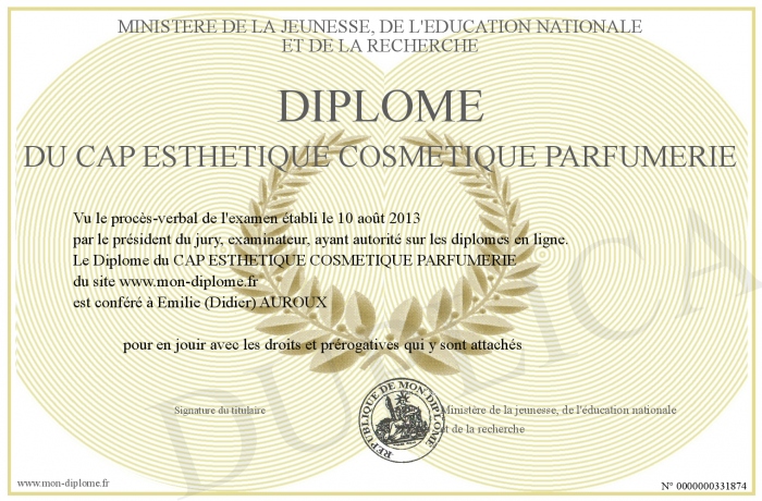 diplome esthetique
